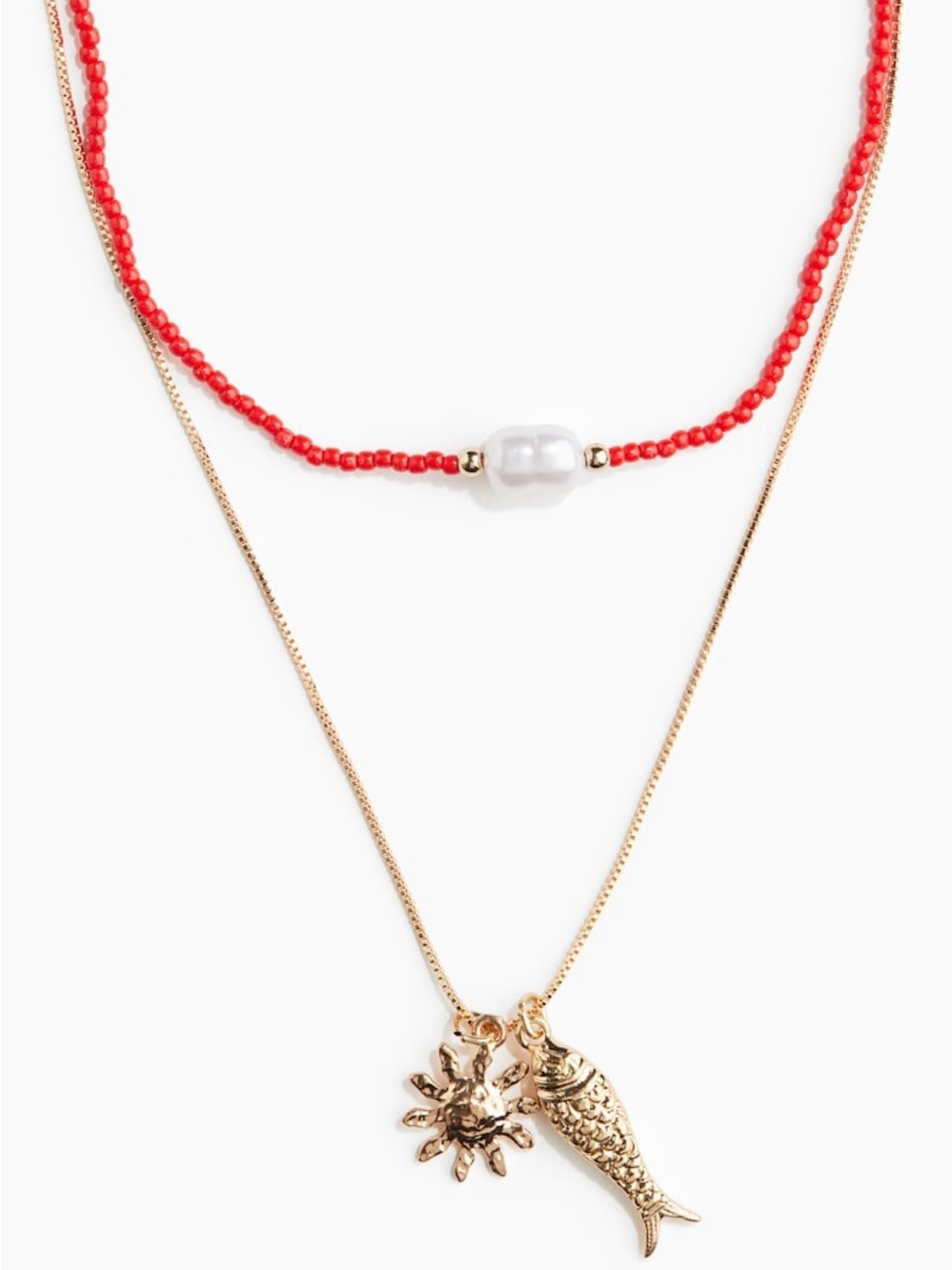 H&M Two Strand Fish & Sunburst Pendant Necklace